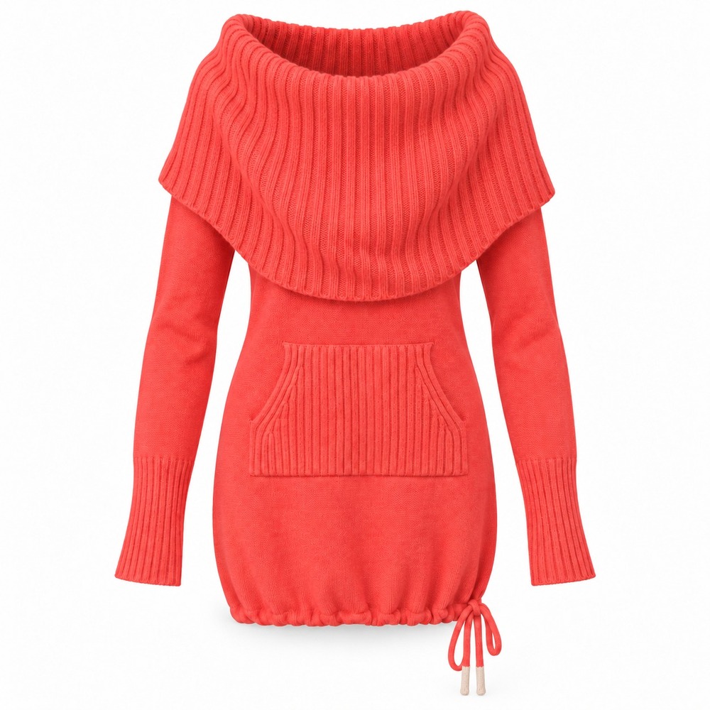 SLEEPING ON SNOW Anthro Sz L North Pole Cowl Neck Tunic Sweater Rabbit Hair